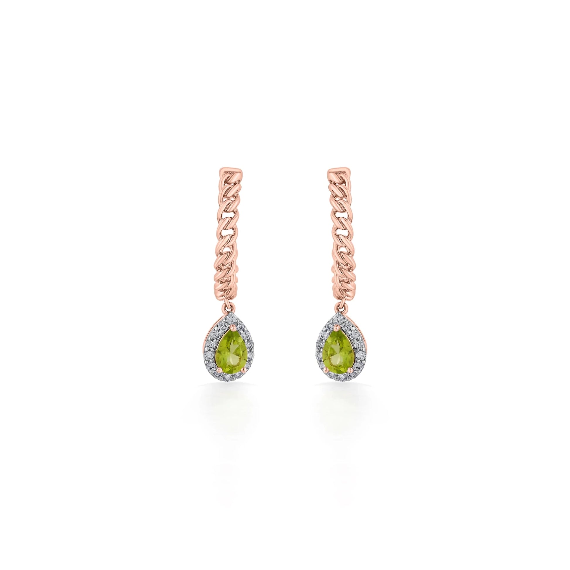 Color Pop Luminous Peridot Teardrop Chain Earrings - Zen Diamond India