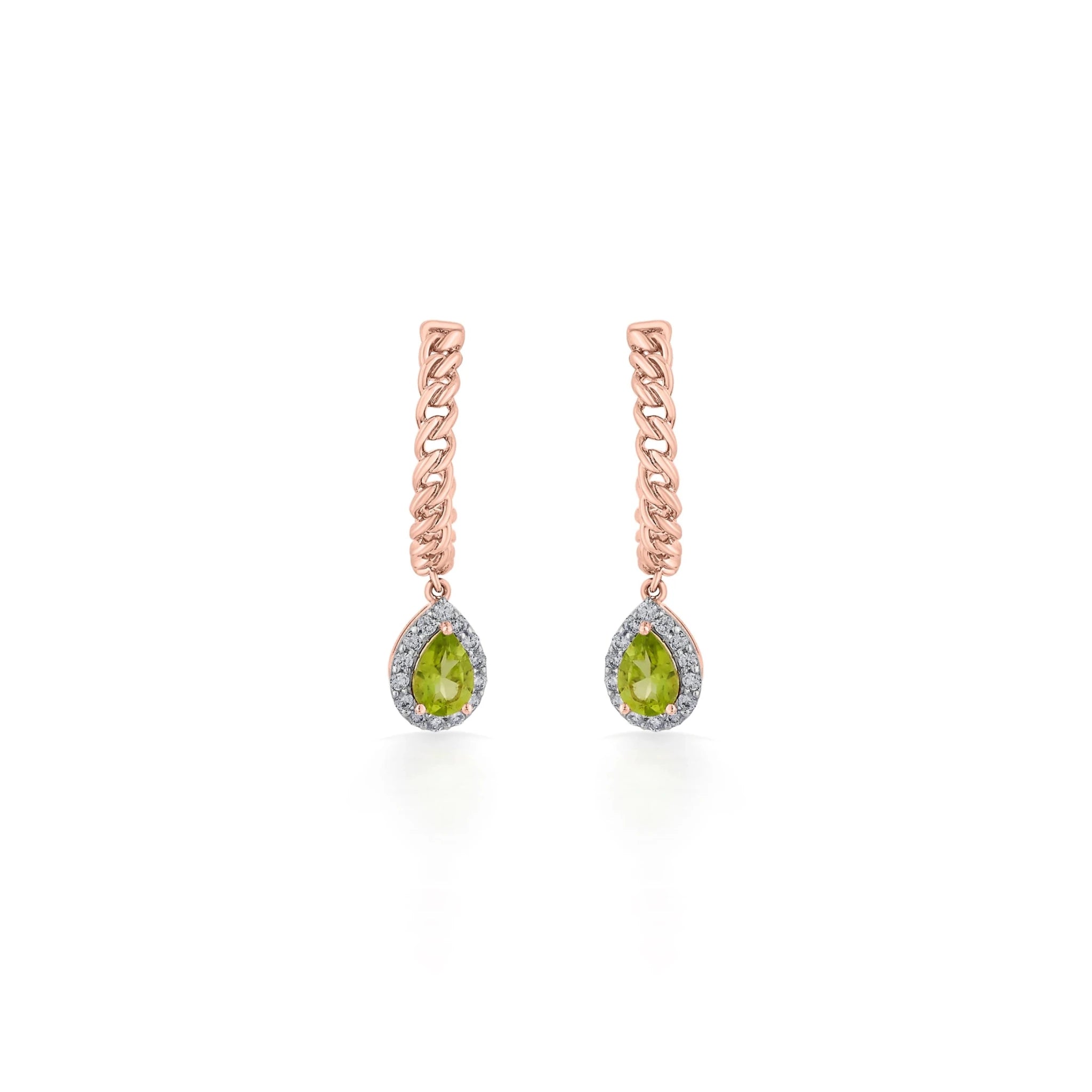 Color Pop Luminous Peridot Teardrop Chain Earrings - Zen Diamond India