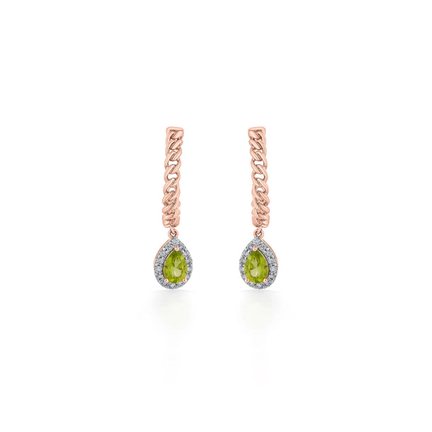 Color Pop Luminous Peridot Teardrop Chain Earrings - Zen Diamond India