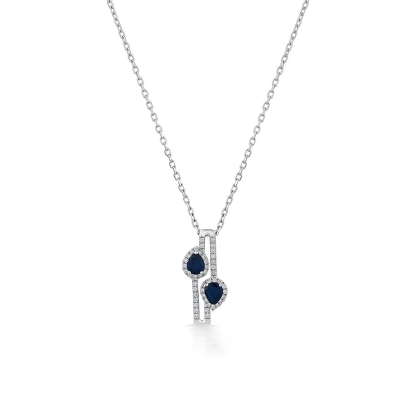 Toren Twin Teardrop Sapphire Glide Pendant - Zen Diamond India