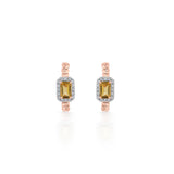 Color Pop Radiant Citrine Emerald - Cut Halo Earrings - Zen Diamond India