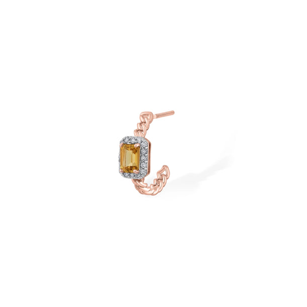 Color Pop Radiant Citrine Emerald - Cut Halo Earrings - Zen Diamond India