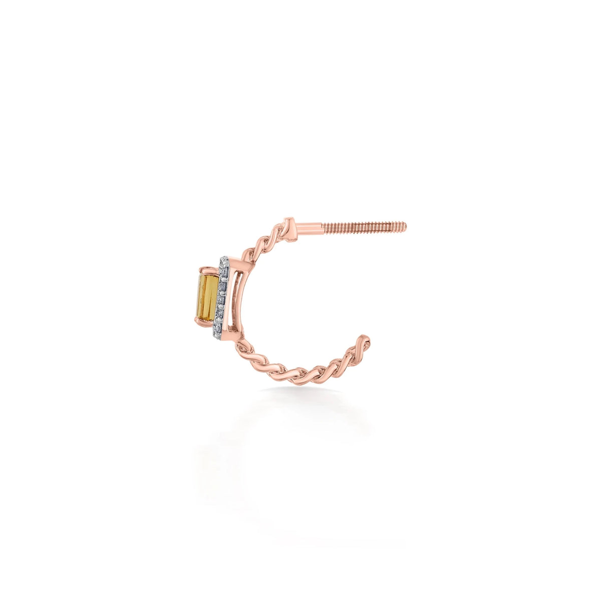 Color Pop Radiant Citrine Emerald - Cut Halo Earrings - Zen Diamond India