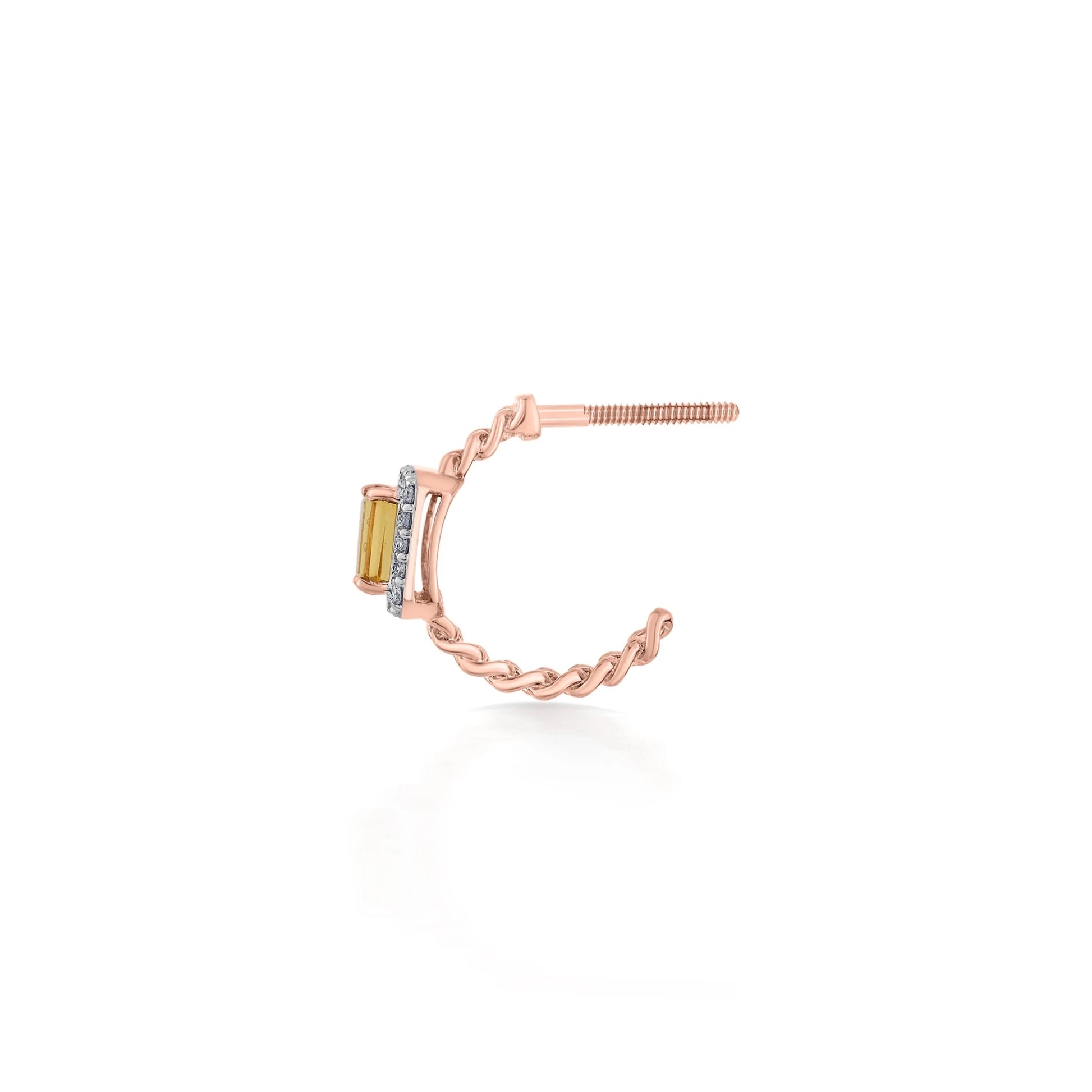 Color Pop Radiant Citrine Emerald - Cut Halo Earrings - Zen Diamond India