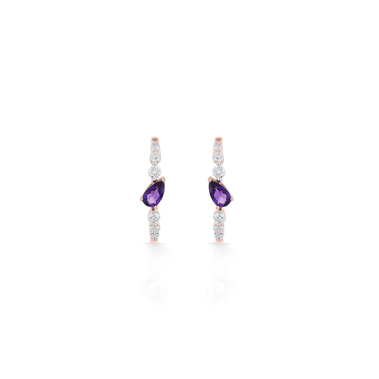 Color Pop Amethyst Teardrop Sparkline Earrings - Zen Diamond India