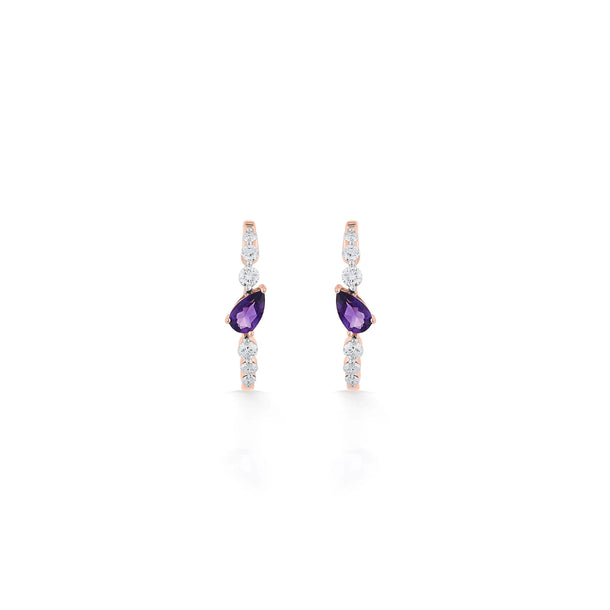 Color Pop Amethyst Teardrop Sparkline Earrings - Zen Diamond India