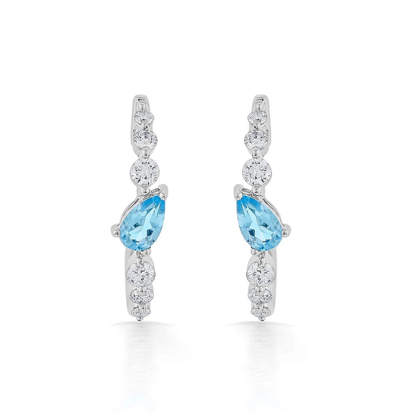 Color Pop Blue Topaz Teardrop Sparkline Earrings - Zen Diamond India