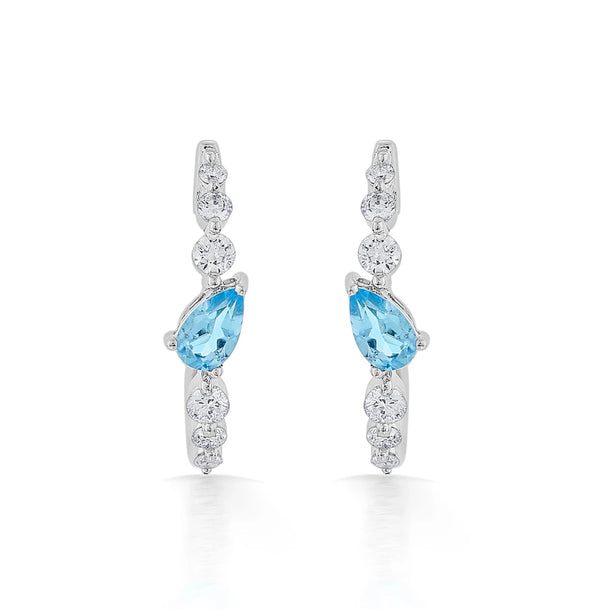 Color Pop Blue Topaz Teardrop Sparkline Earrings - Zen Diamond India