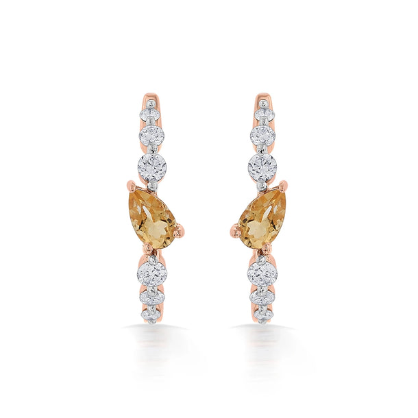 Color Pop Citrine Marquise Sparkle Drop Earrings - Zen Diamond India