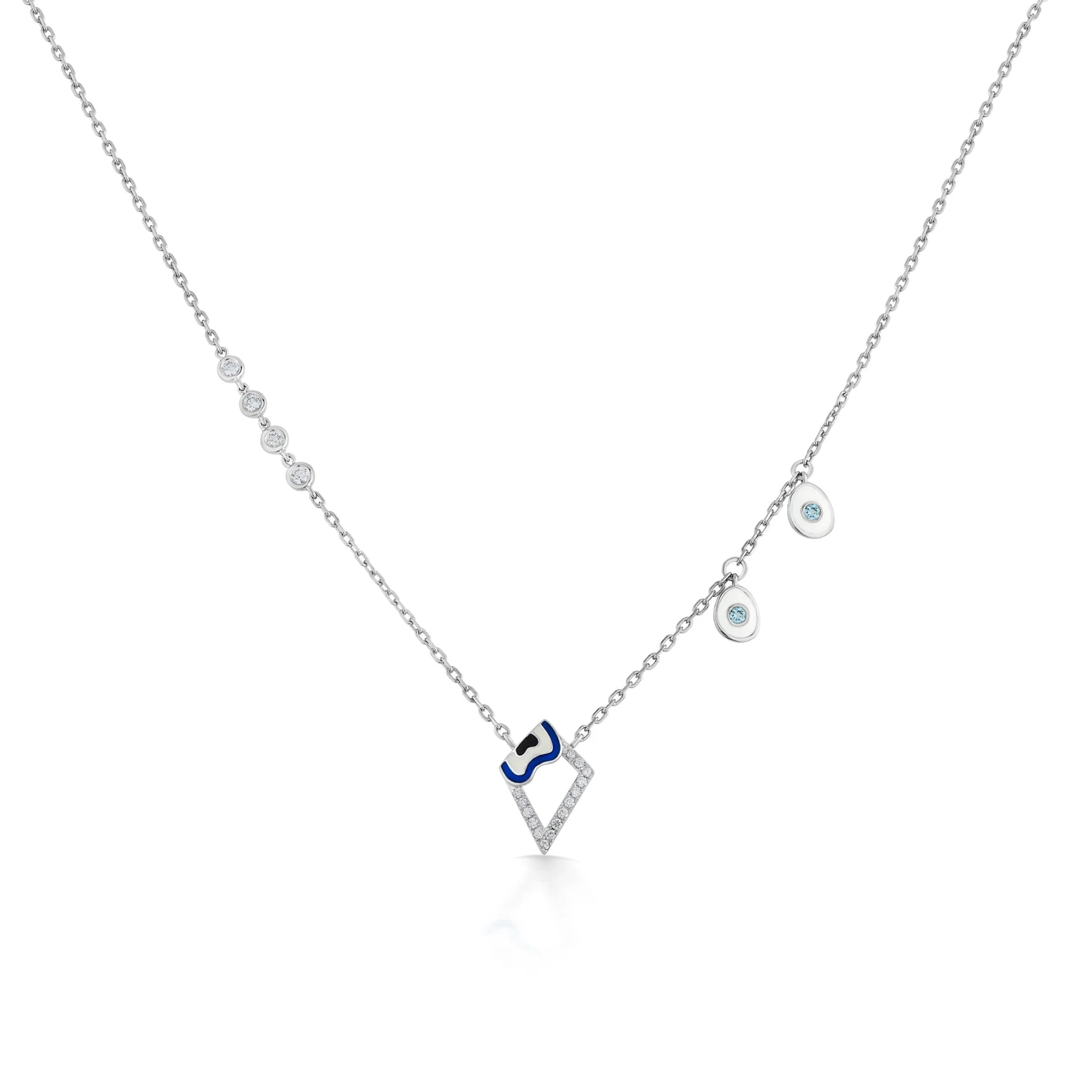 Quirky Sapphire Wave Geometric Pendant - Zen Diamond India