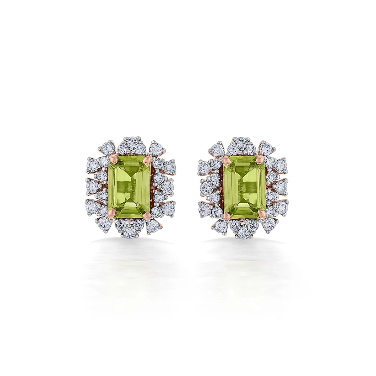 Color Pop Vibrant Peridot Halo Statement Earrings - Zen Diamond India
