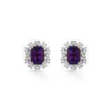 Color Pop Royal Amethyst Halo Statement Earrings - Zen Diamond India