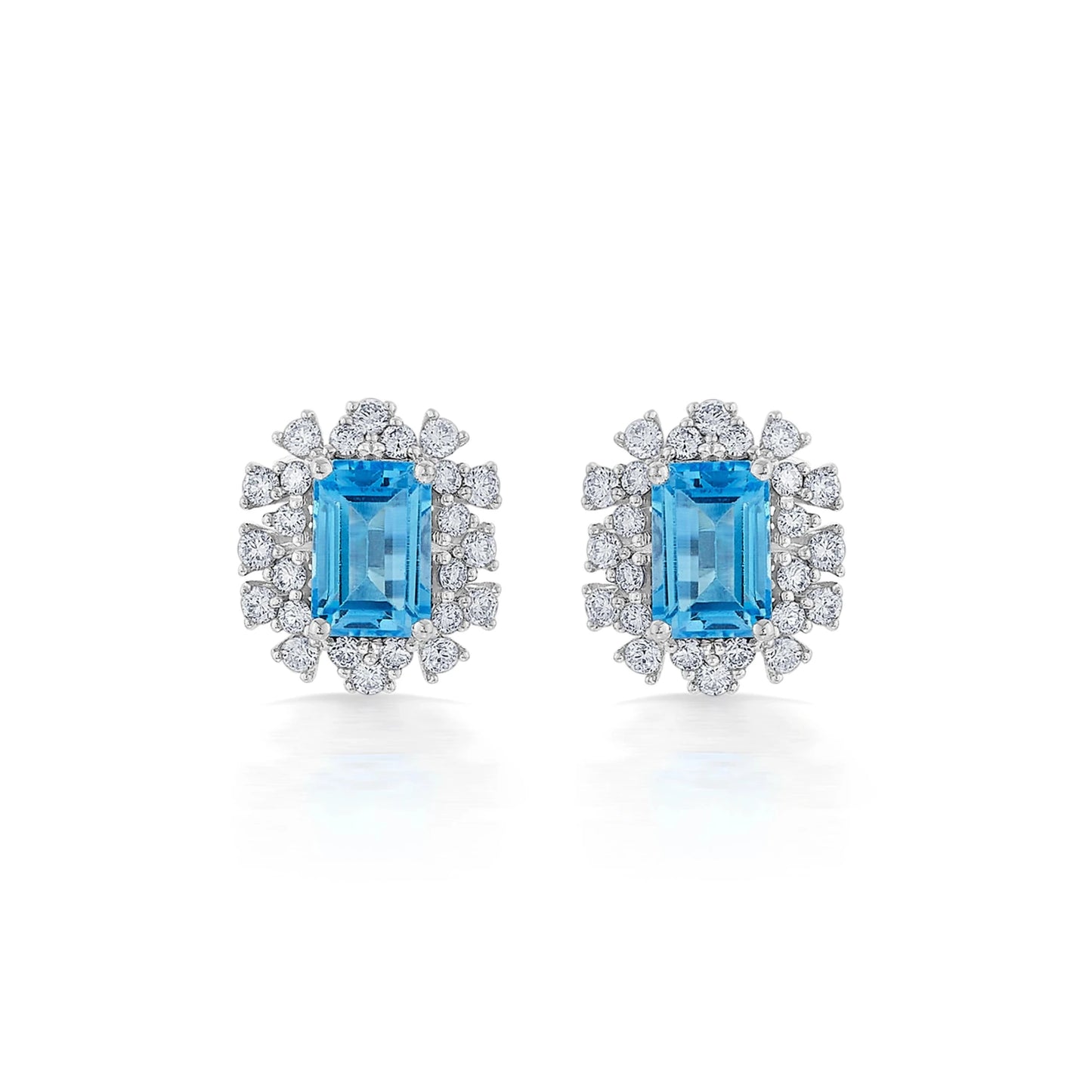 Color Pop Radiant Blue Topaz Halo Statement Earrings - Zen Diamond India