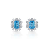 Color Pop Radiant Blue Topaz Halo Statement Earrings - Zen Diamond India