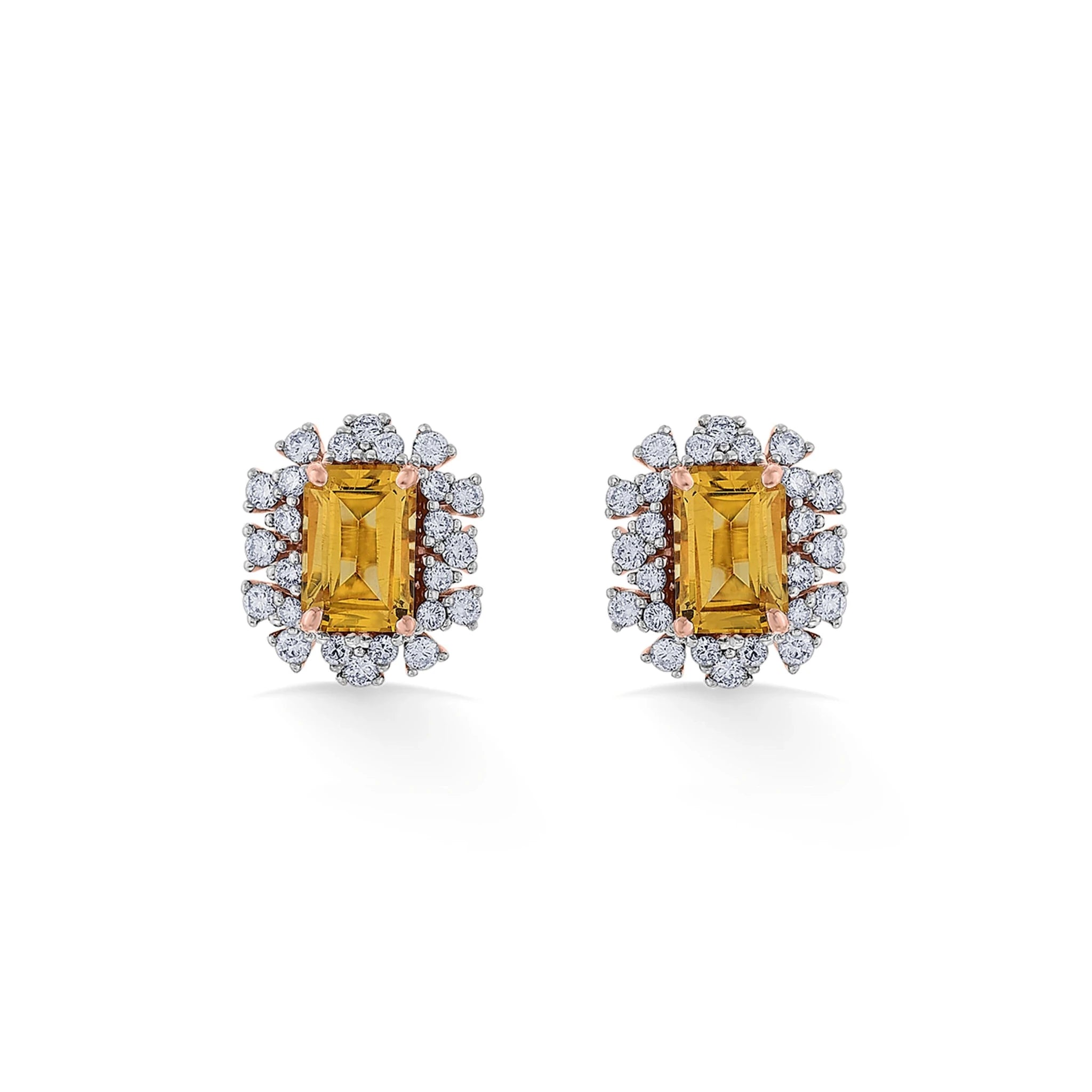 Color Pop Radiant Citrine Halo Stud Earrings - Zen Diamond India