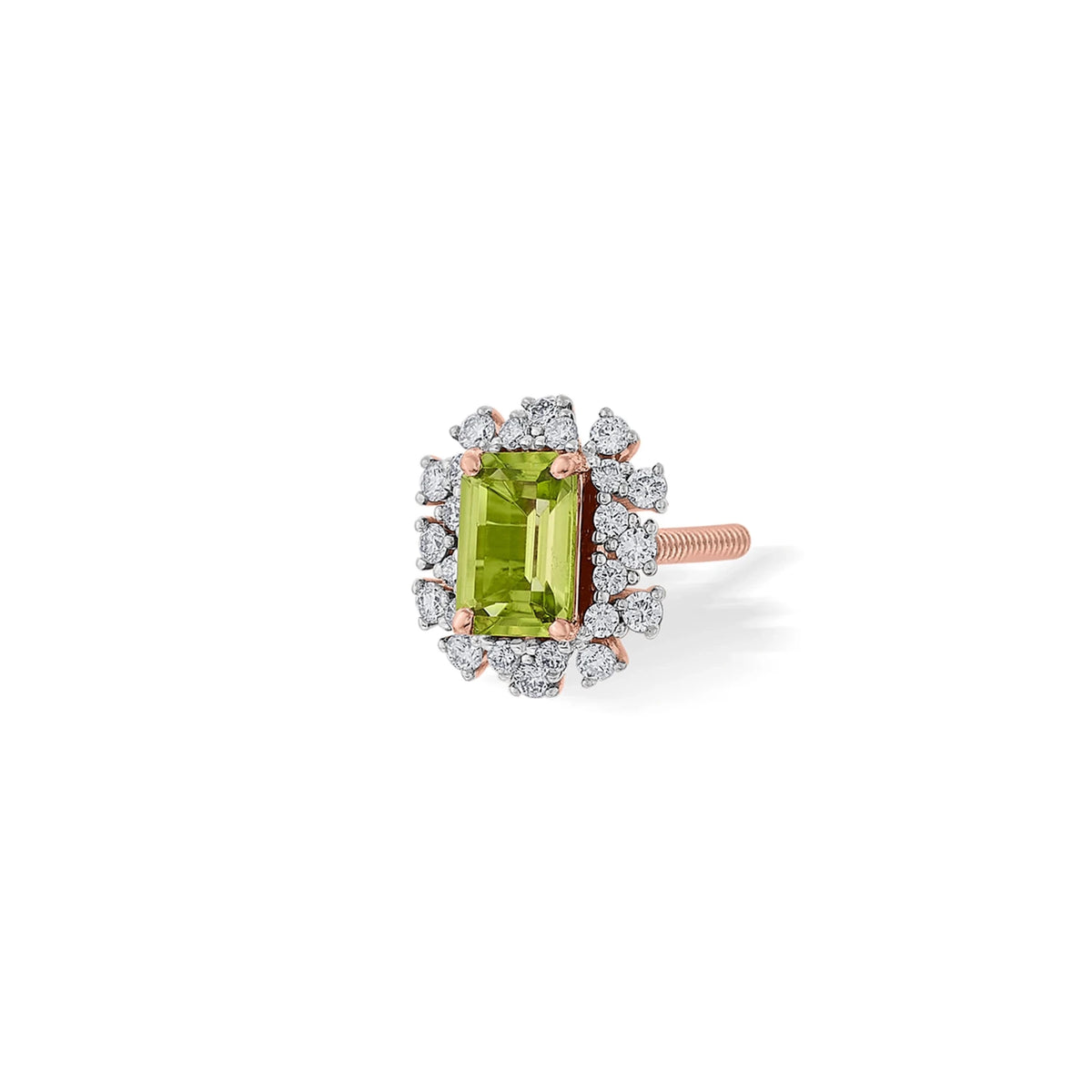 Color Pop Vibrant Peridot Halo Statement Earrings - Zen Diamond India