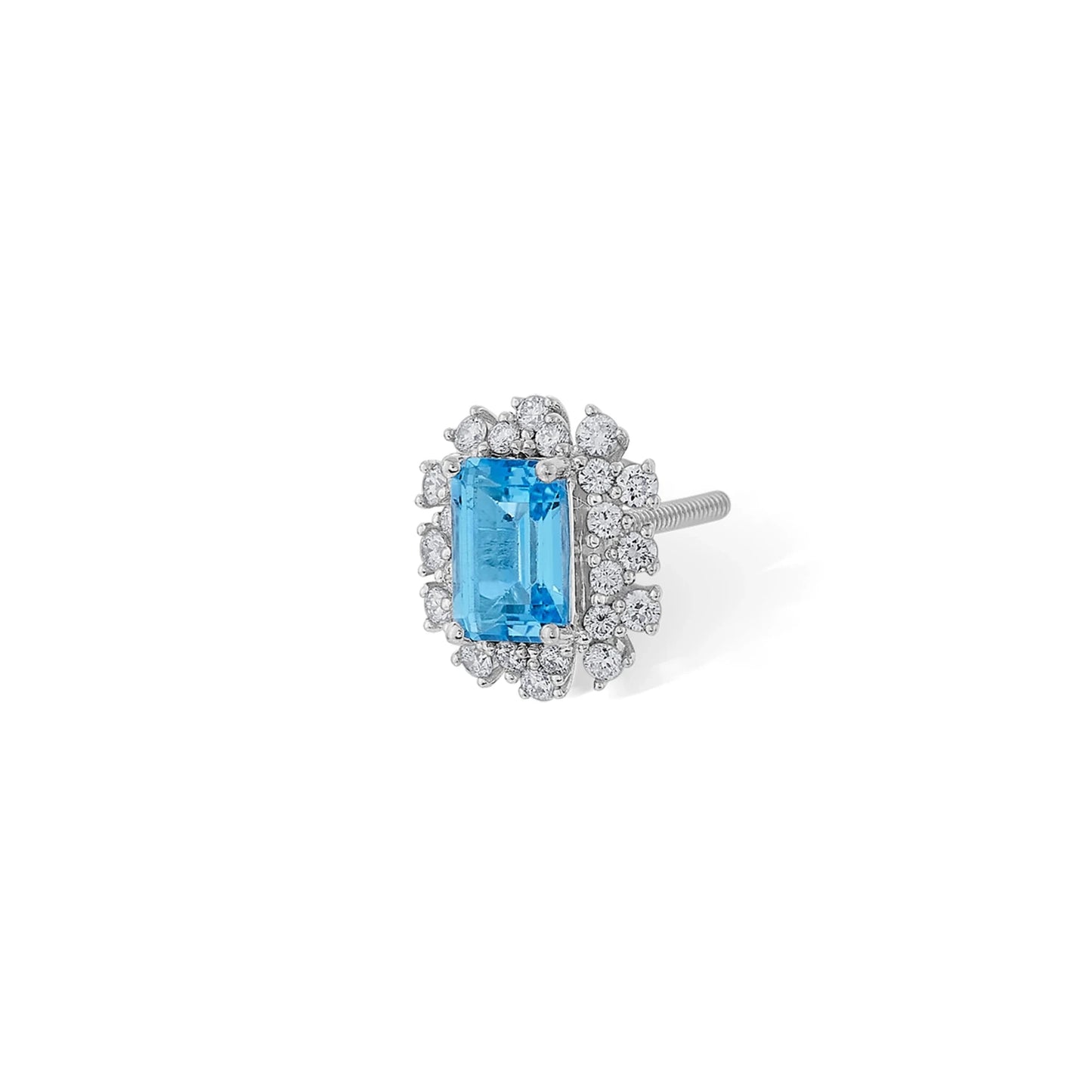 Color Pop Radiant Blue Topaz Halo Statement Earrings - Zen Diamond India