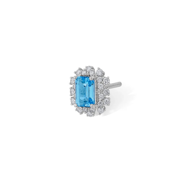 Color Pop Radiant Blue Topaz Halo Statement Earrings - Zen Diamond India