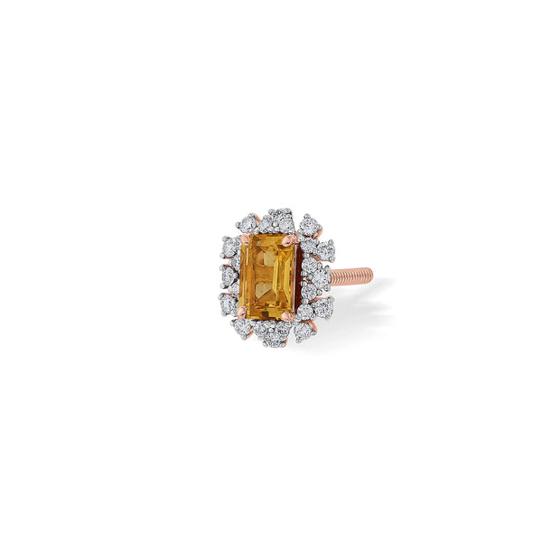 Color Pop Radiant Citrine Halo Stud Earrings - Zen Diamond India