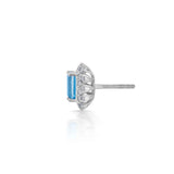 Color Pop Radiant Blue Topaz Halo Statement Earrings - Zen Diamond India