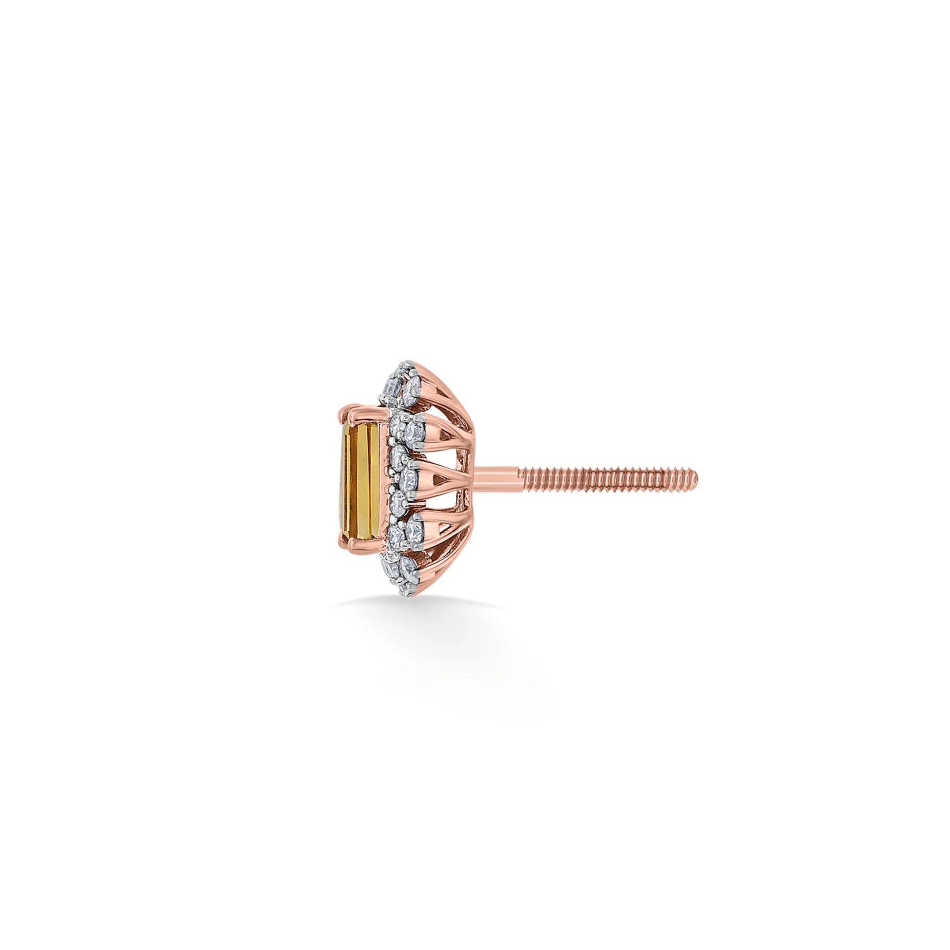 Color Pop Radiant Citrine Halo Stud Earrings - Zen Diamond India