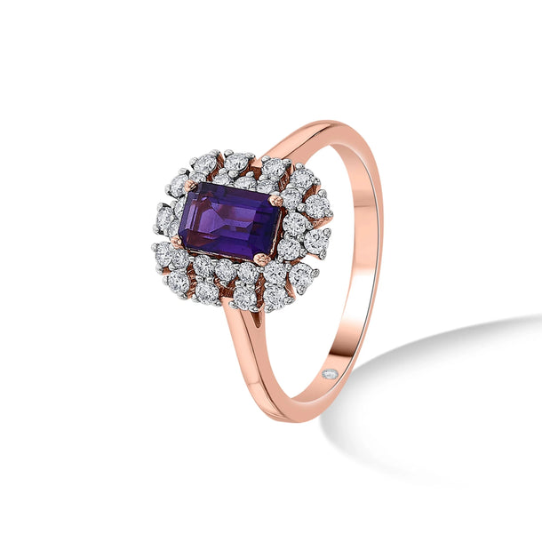 Color Pop Amethyst Royal Halo Ring - Zen Diamond India