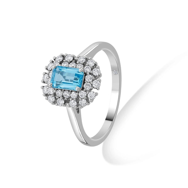 Color Pop Blue Topaz Regal Halo Ring - Zen Diamond India