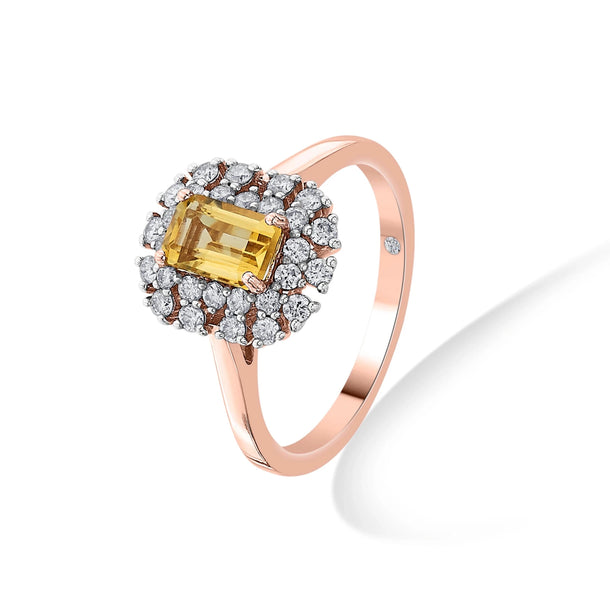 Color Pop Citrine Royal Halo Ring - Zen Diamond India