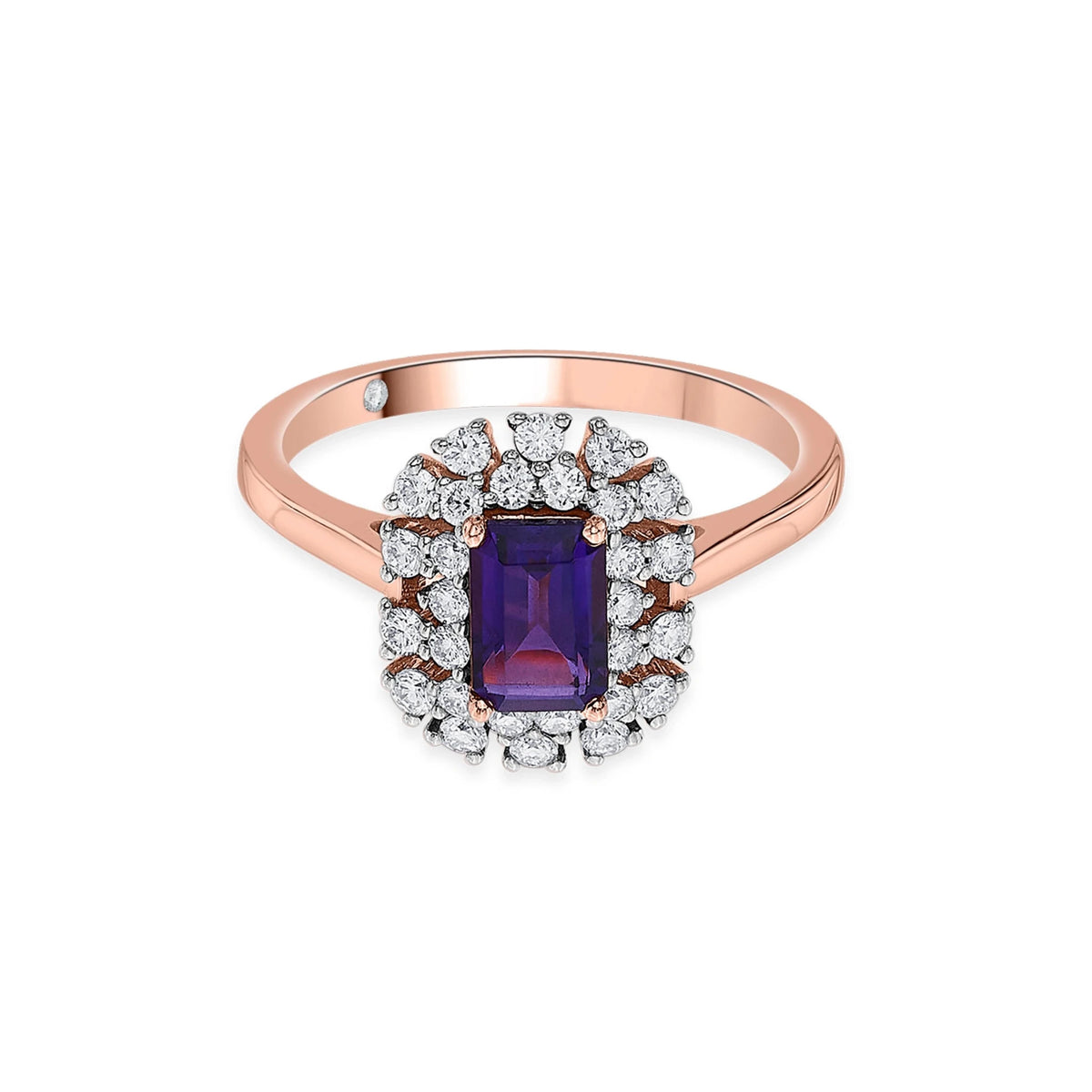 Color Pop Amethyst Royal Halo Ring - Zen Diamond India