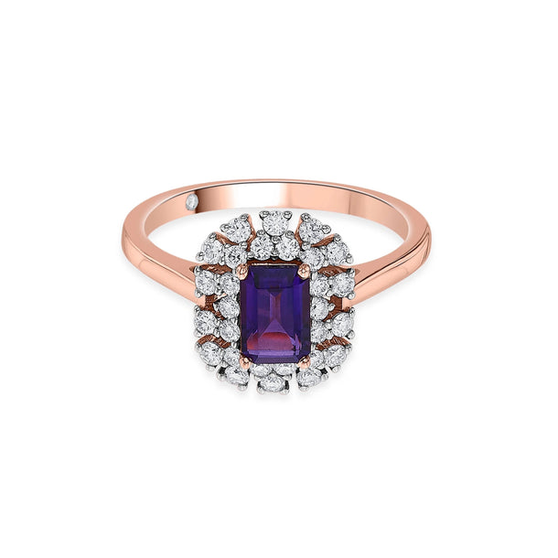 Color Pop Amethyst Royal Halo Ring - Zen Diamond India