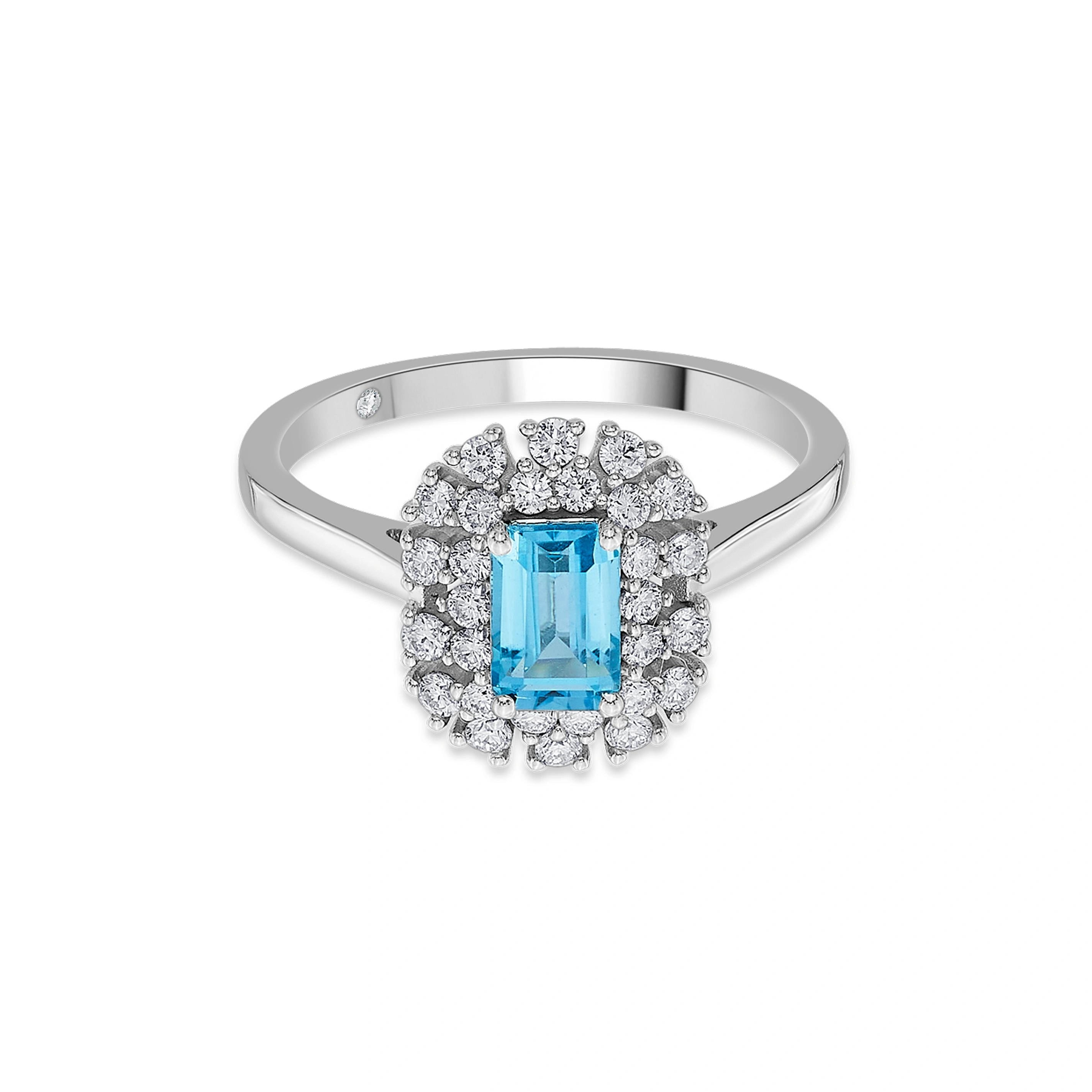 Color Pop Blue Topaz Regal Halo Ring