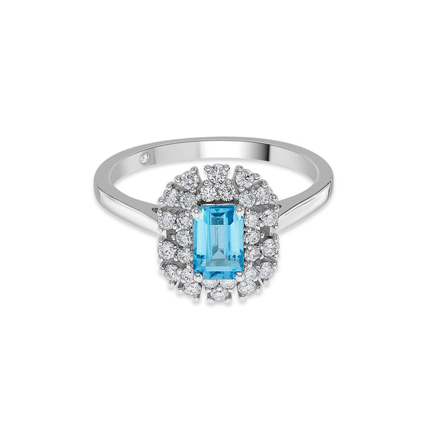 Color Pop Blue Topaz Regal Halo Ring - Zen Diamond India