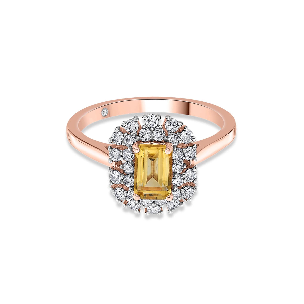 Color Pop Citrine Royal Halo Ring - Zen Diamond India