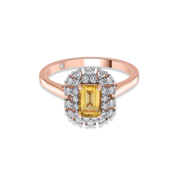 Color Pop Citrine Royal Halo Ring - Zen Diamond India