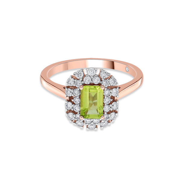 Color Pop Peridot Regal Halo Ring - Zen Diamond India