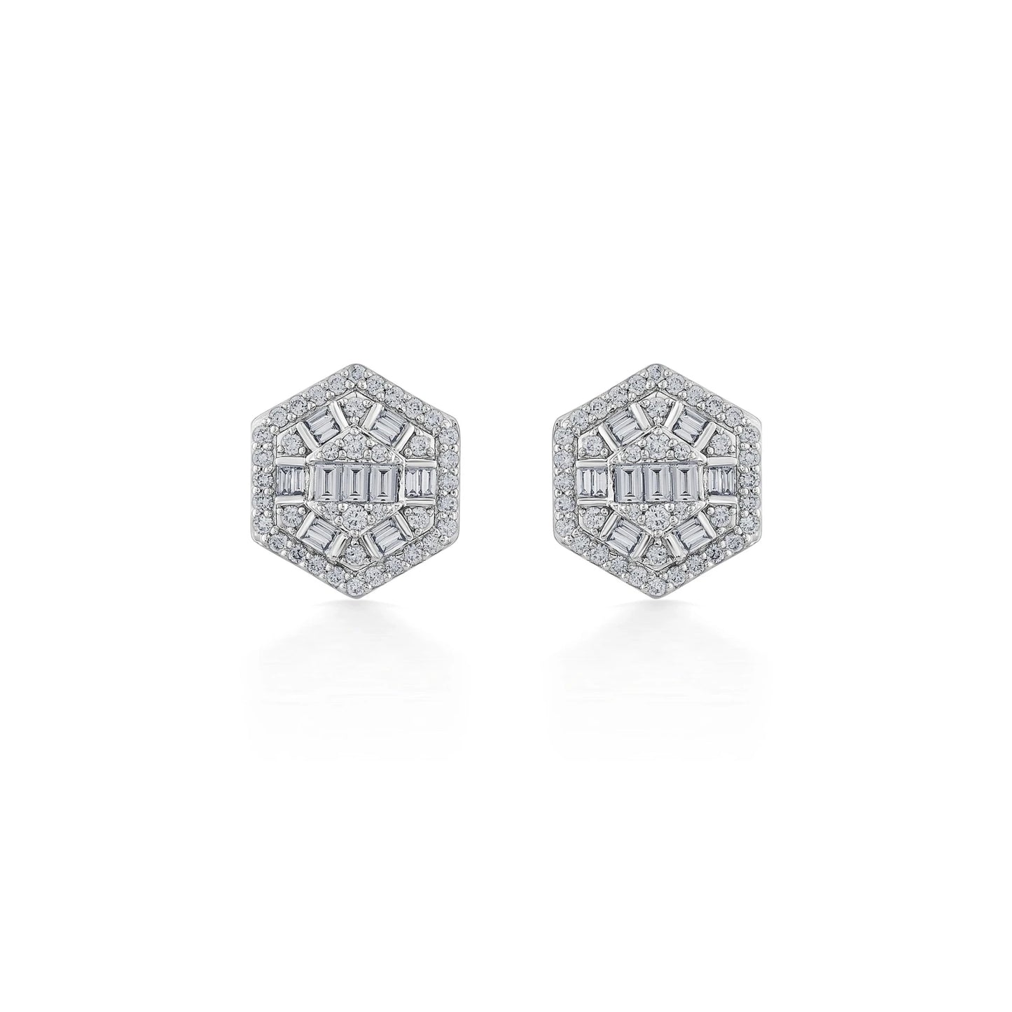 Classic Hexa Glow Diamond Stud Earrings - Zen Diamond India