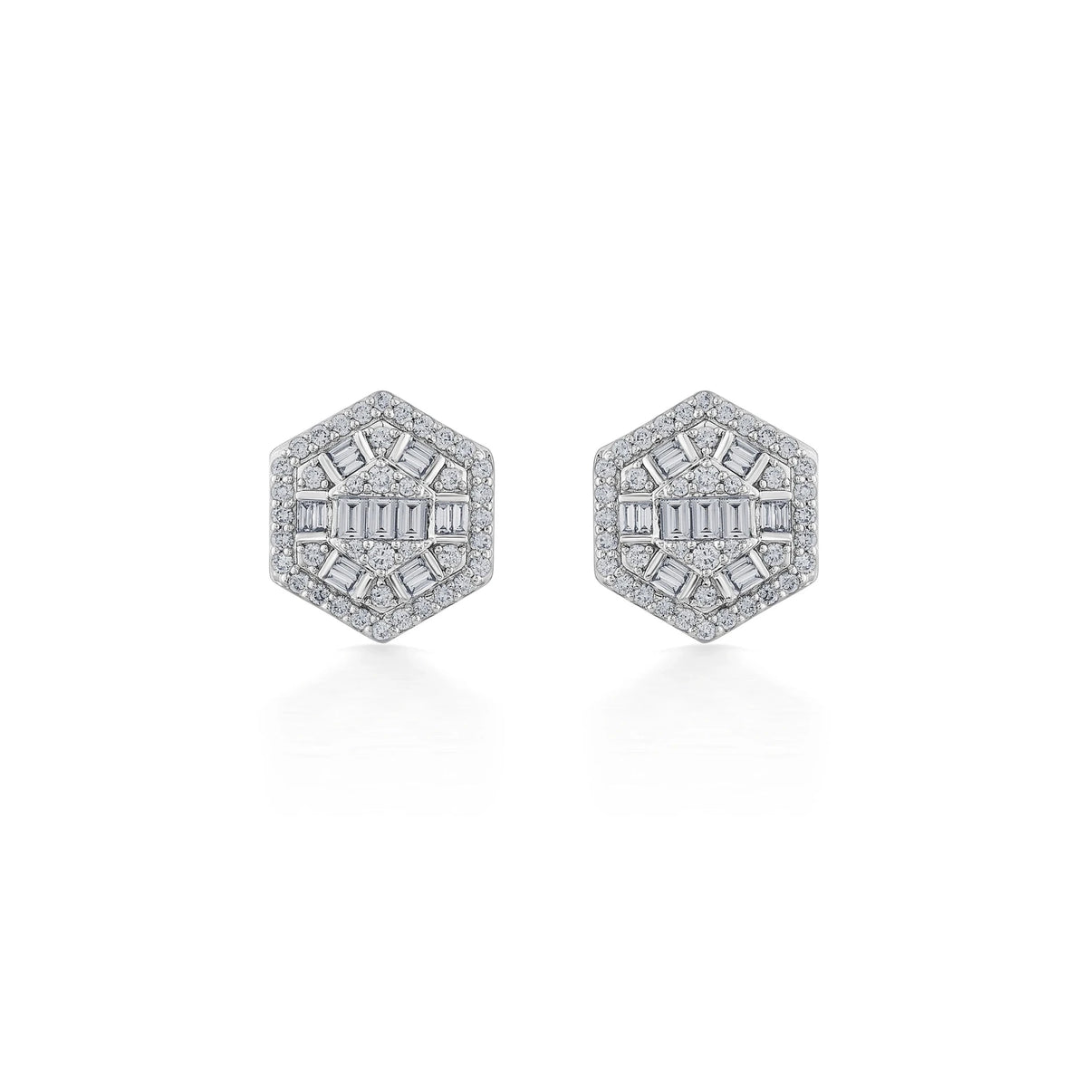 Classic Hexa Glow Diamond Stud Earrings - Zen Diamond India
