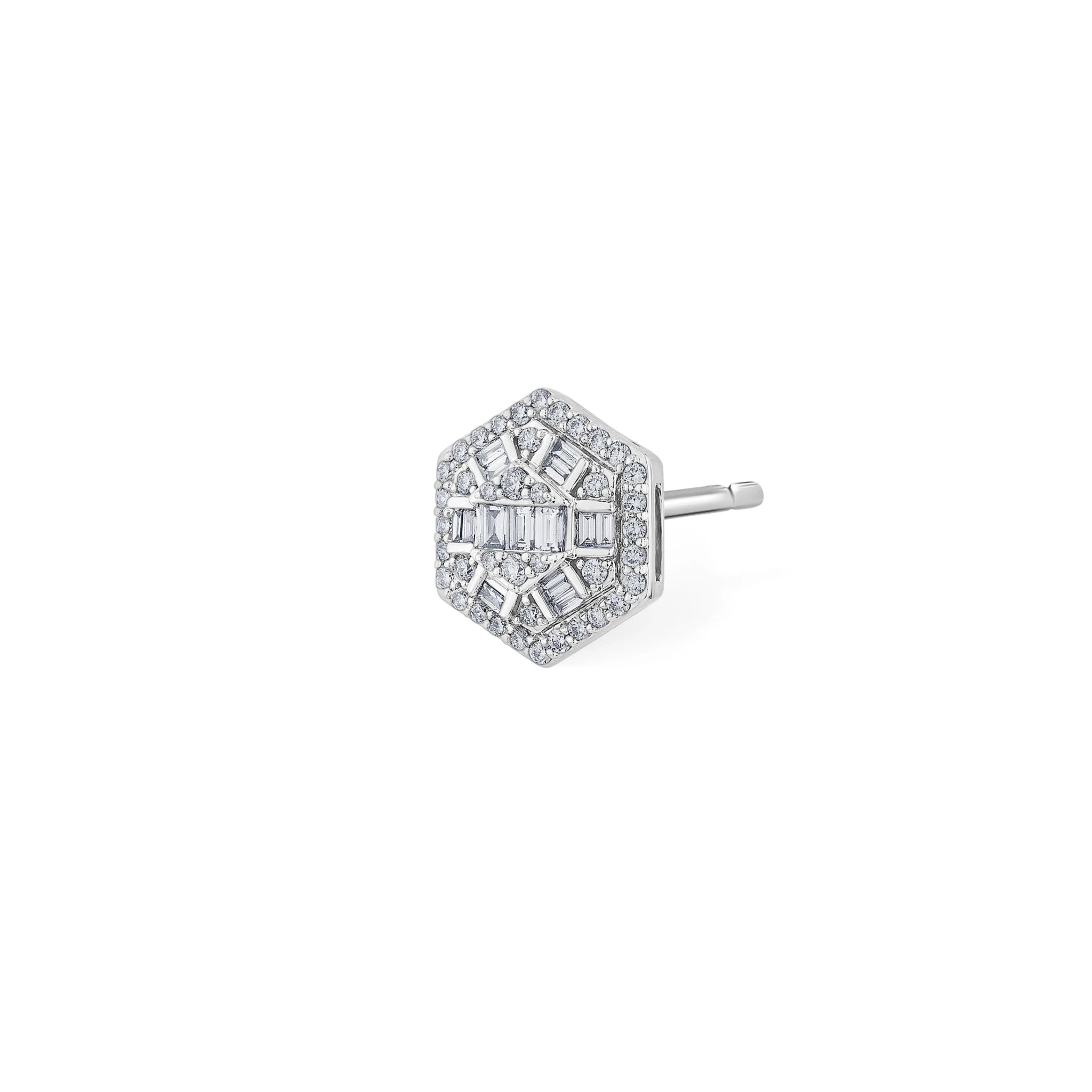 Classic Hexa Glow Diamond Stud Earrings - Zen Diamond India