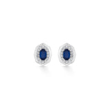 Toren Sapphire Halo Hex Studs - Zen Diamond India
