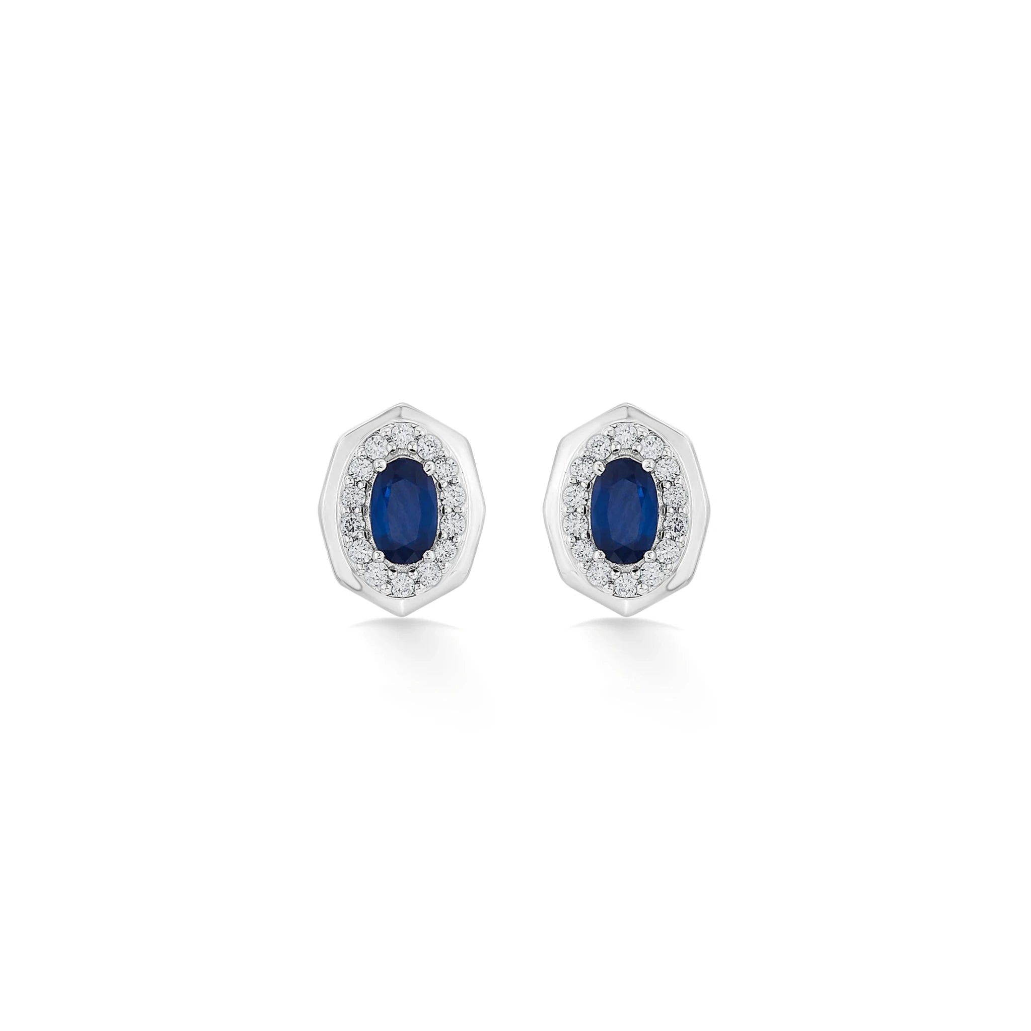 Toren Sapphire Halo Hex Studs - Zen Diamond India