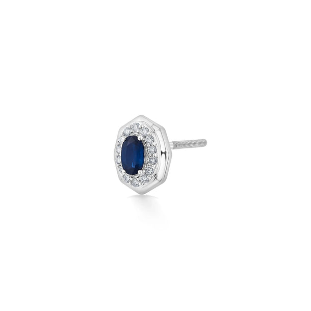 Toren Sapphire Halo Hex Studs - Zen Diamond India