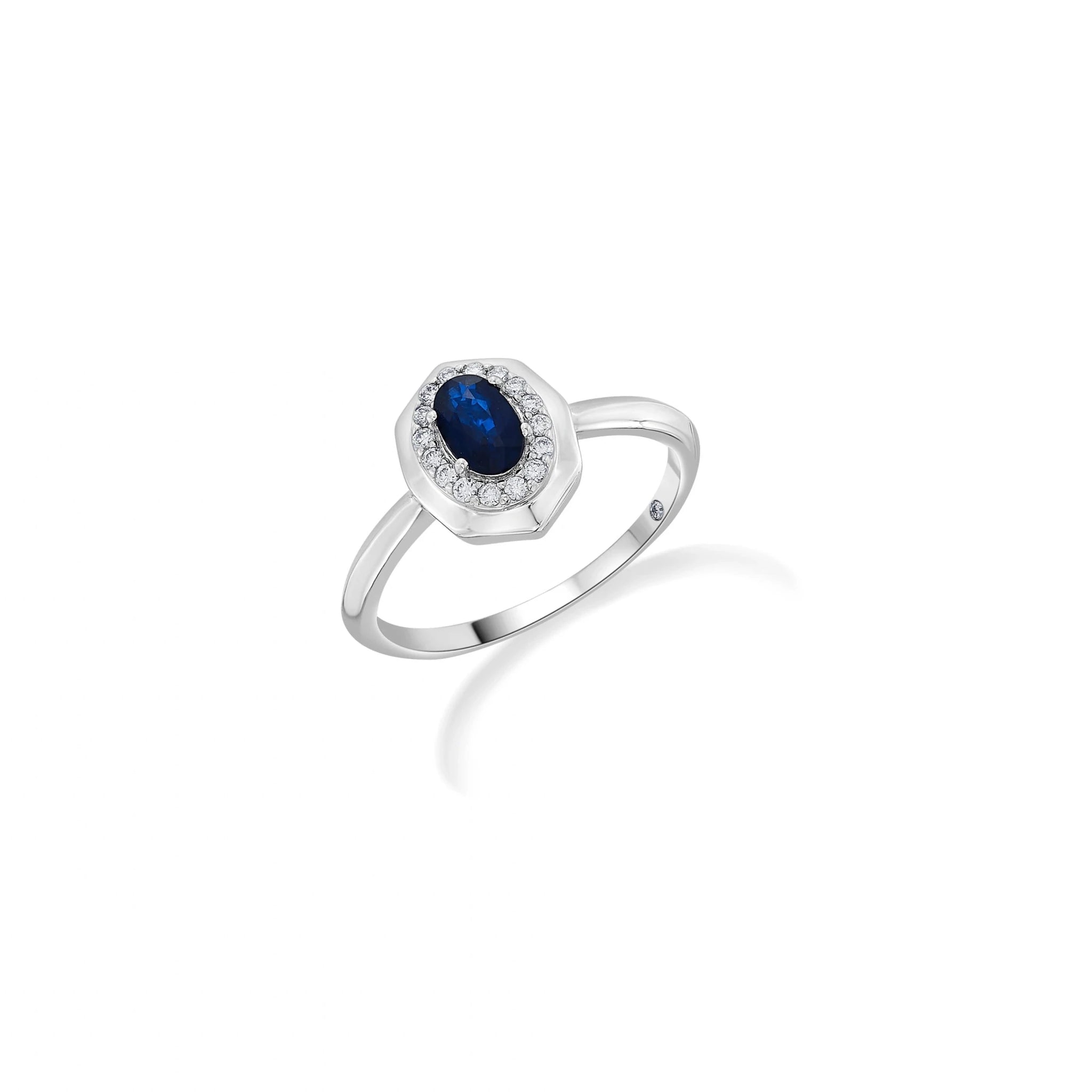 Toren Sapphire Shield Halo Ring - Zen Diamond India