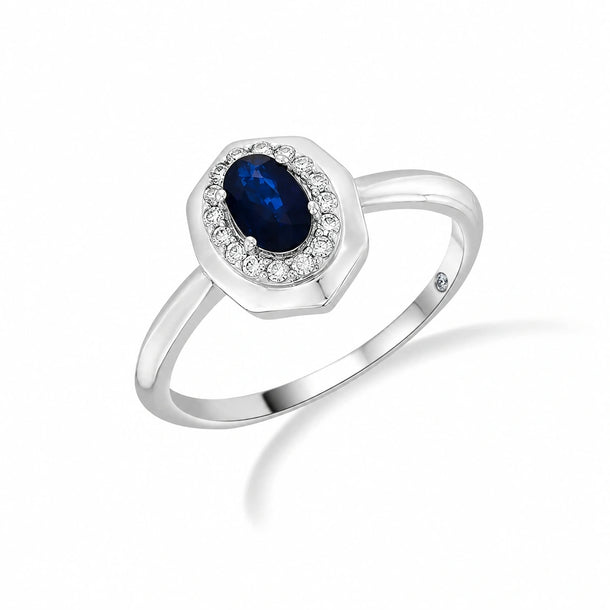 Toren Sapphire Shield Halo Ring