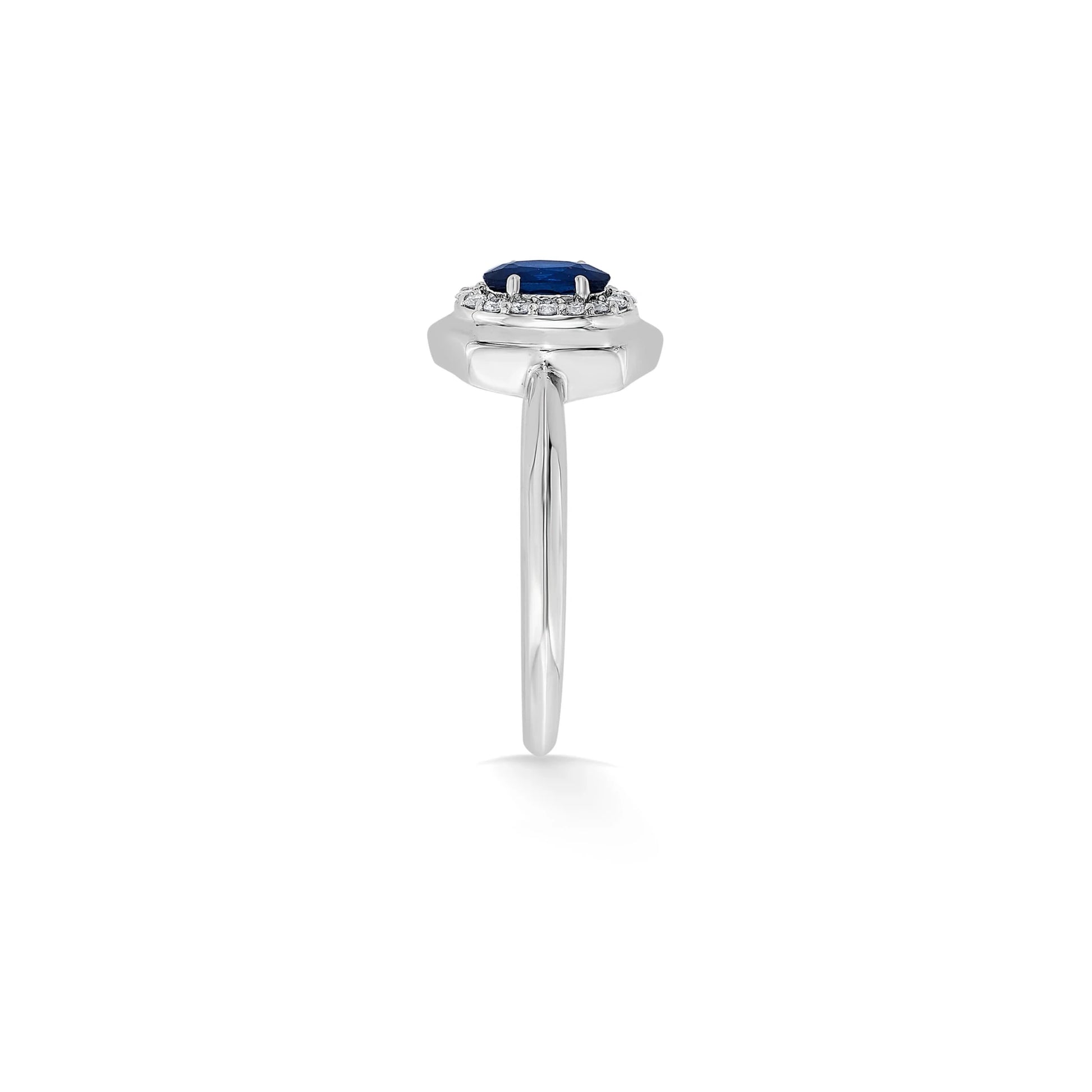 Toren Sapphire Shield Halo Ring - Zen Diamond India