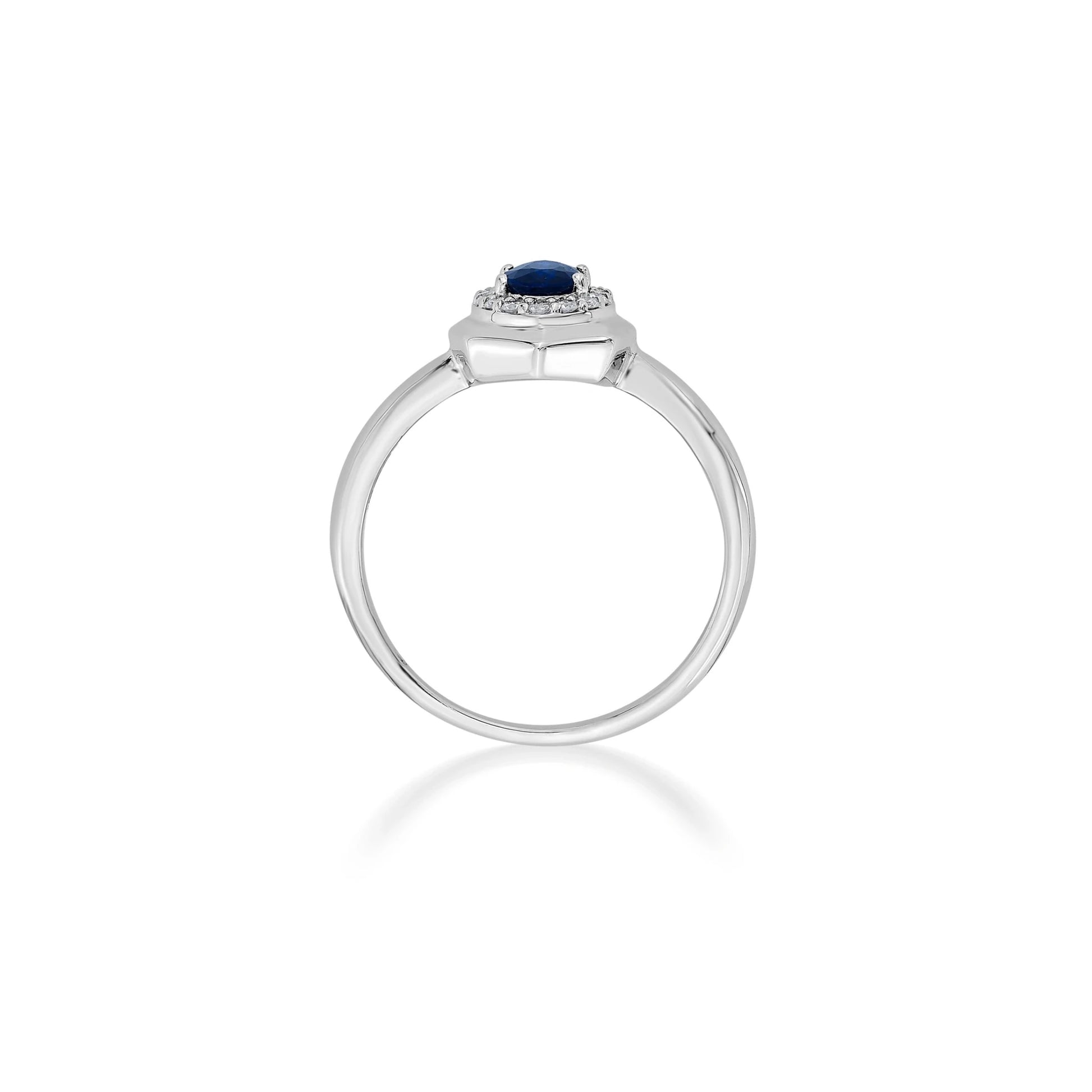 Toren Sapphire Shield Halo Ring - Zen Diamond India