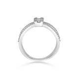 Classic Radiant Baguette Halo Twist Ring - Zen Diamond India