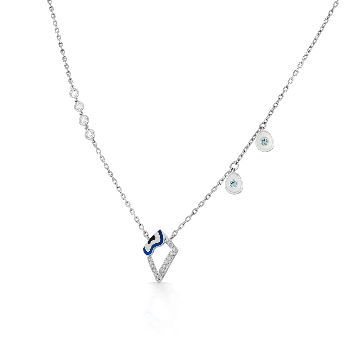 Quirky Sapphire Wave Geometric Pendant - Zen Diamond India