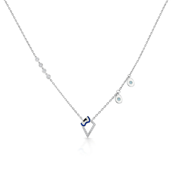 Quirky Sapphire Wave Geometric Pendant - Zen Diamond India