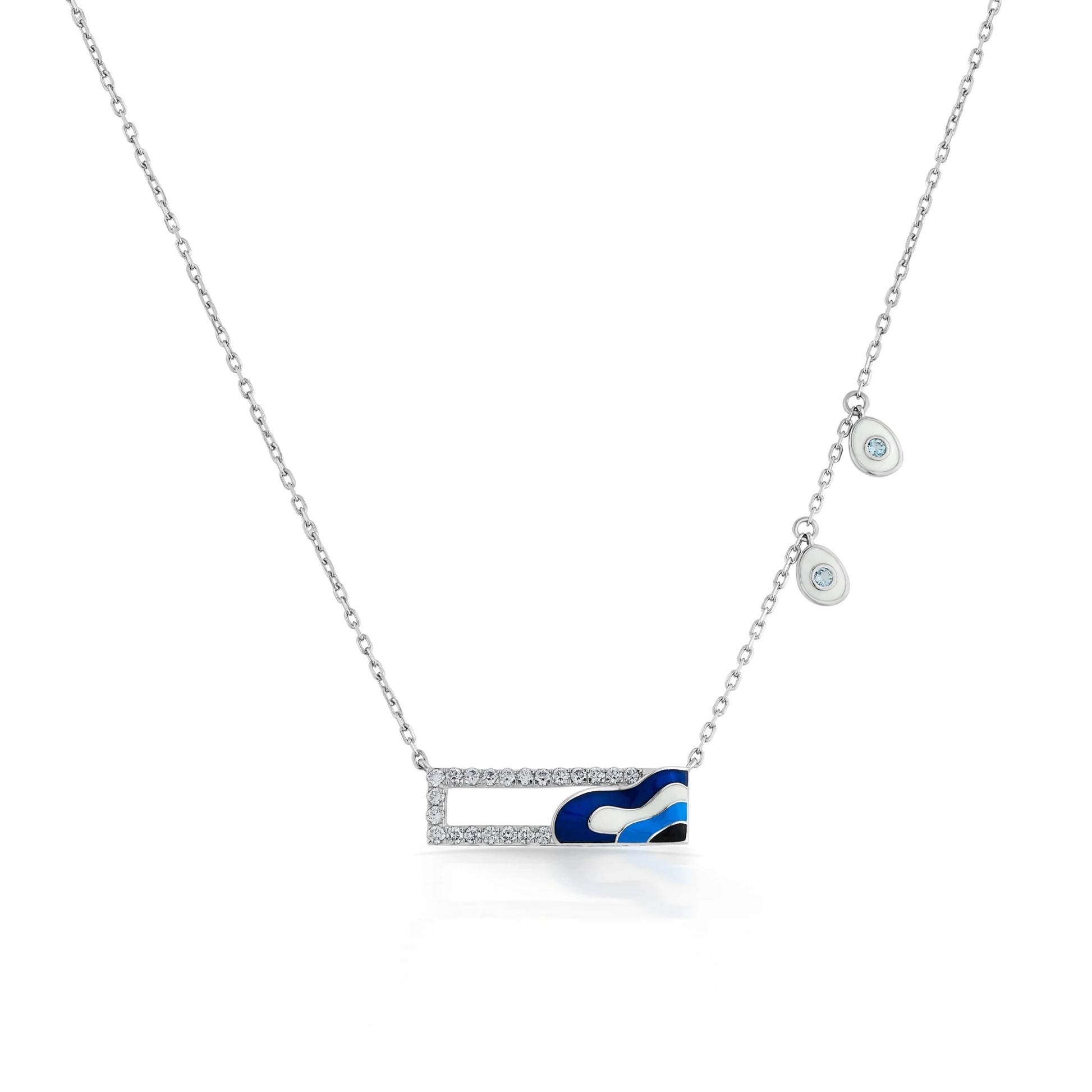 Quirky Azure Wave Bar Pendant - Zen Diamond India