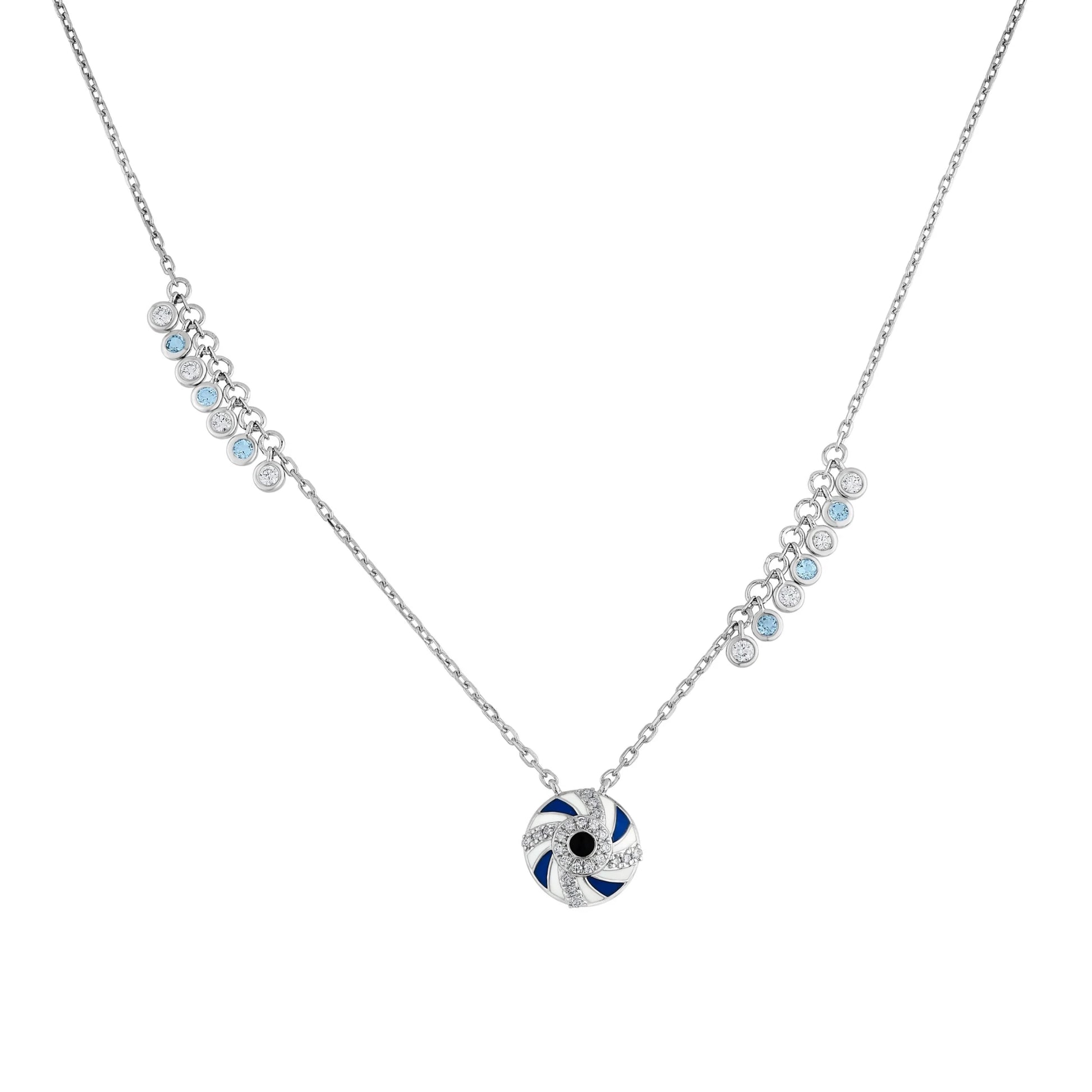 Quirky Azure Swirl Evil Eye Pendant - Zen Diamond India